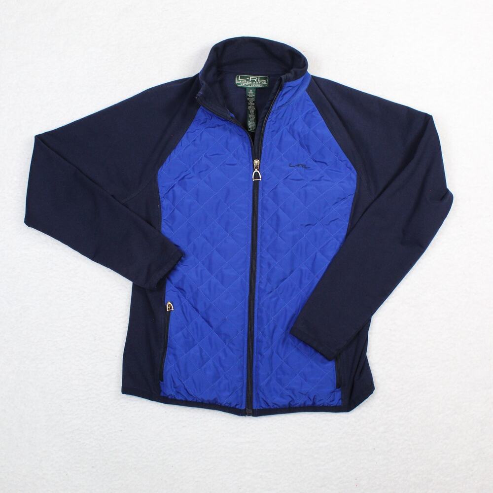 Ralph Lauren Activewear Jacket Womens Medium Blue Quilted Full Zip Stretch